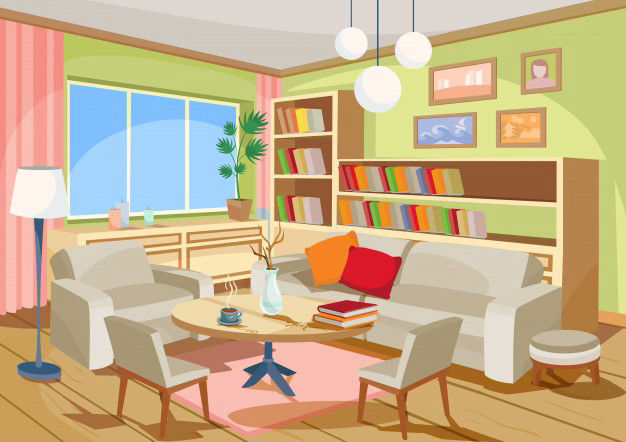 vector illustration of a cozy cartoon interior of a home room a living room 1441 498